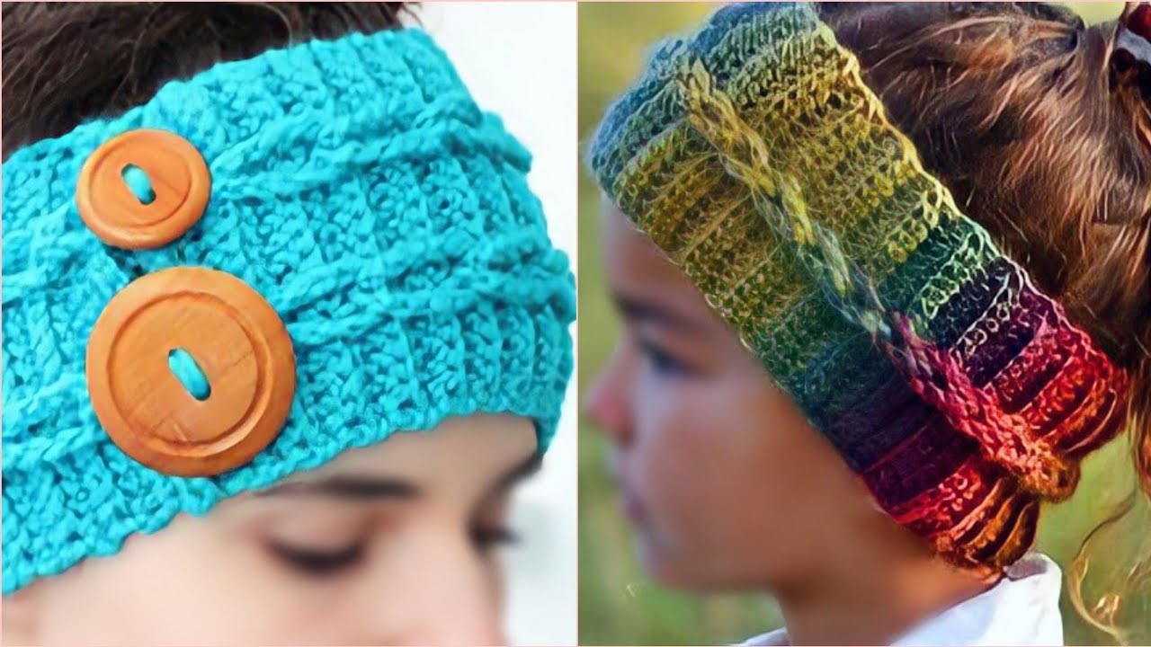 بندانة/سورتيت/رابطة شعر كروشيه بغرزة ضفيرة السلاسل للمبتدءينhead band/Earwarmer with Jacob's Ladder