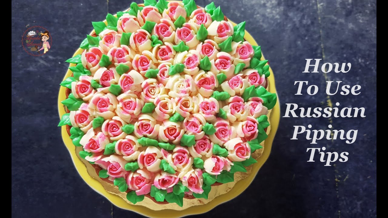 How to Use Russian Piping Tips Tutorial|Flower Basket Cake Using Russian Piping Tips