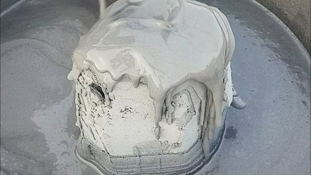 ASMR Very Soft Dusty ⭐😻 Pure Cement Sliky Chunks Dipping Crumble on Lots Of water 🌊🌊💦💦🌀💦