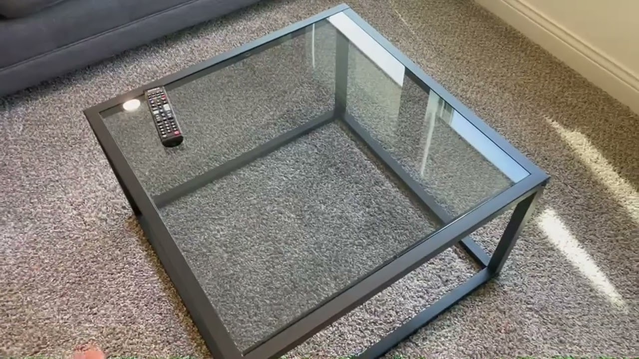 SAYGOER Glass Coffee Table, Small Modern Coffee Table Square Simple Center Tables Review