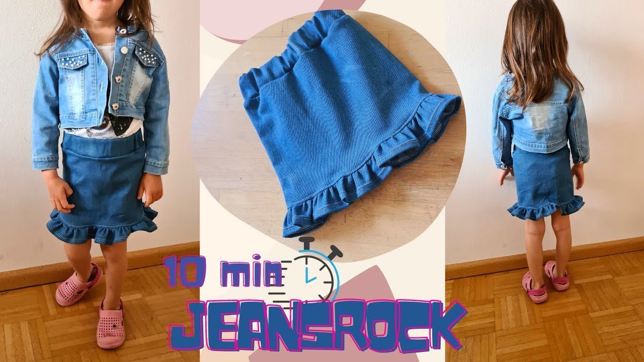 10-min Jeansrock nähen - OHNE SCHNITTMUSTER - nähen für Anfänger
