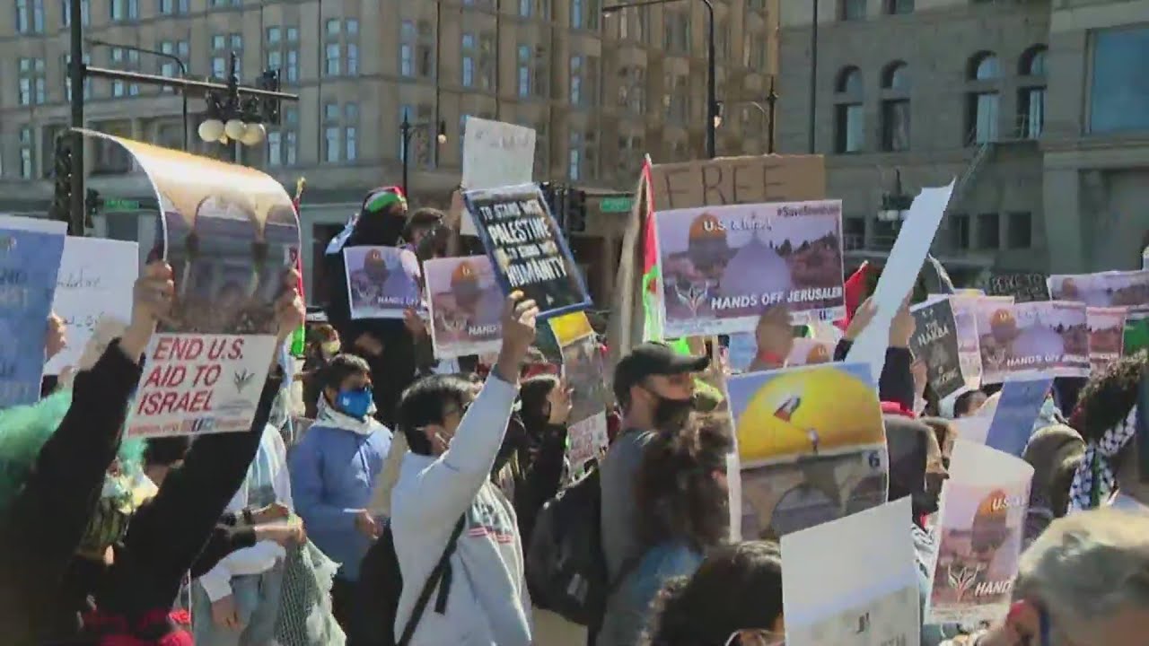 Pro-Palestinian group rallies in Chicago as Middle East violence intensifies