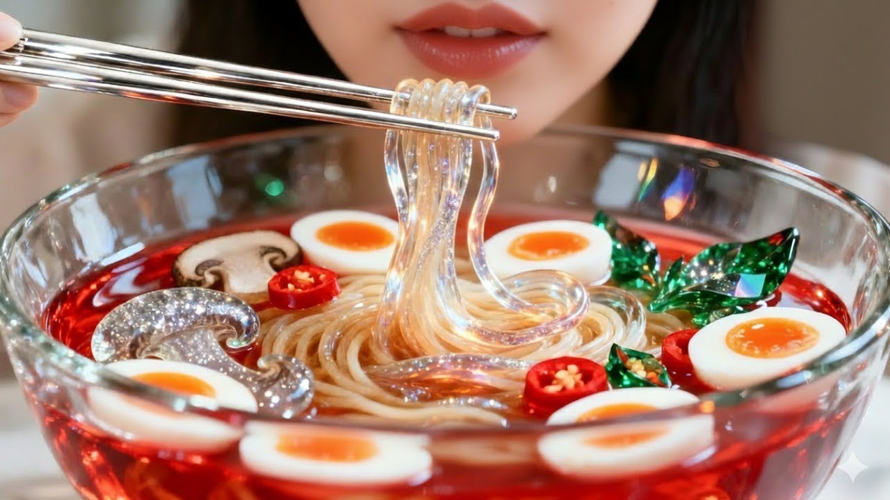 Minimal Veggie Ramen Bowl with See-Through Ingredients 🍜🤍