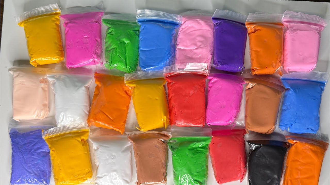 Satisfying ASMR 25 super clay unboxing and mixing | Satisfying ASMR sound clay unboxing #clay#colors