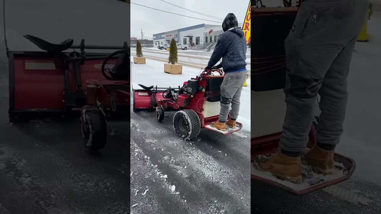 Toro multi force snow plow doing what it does best, tight lots #landscaping #lawncare #snowplowing
