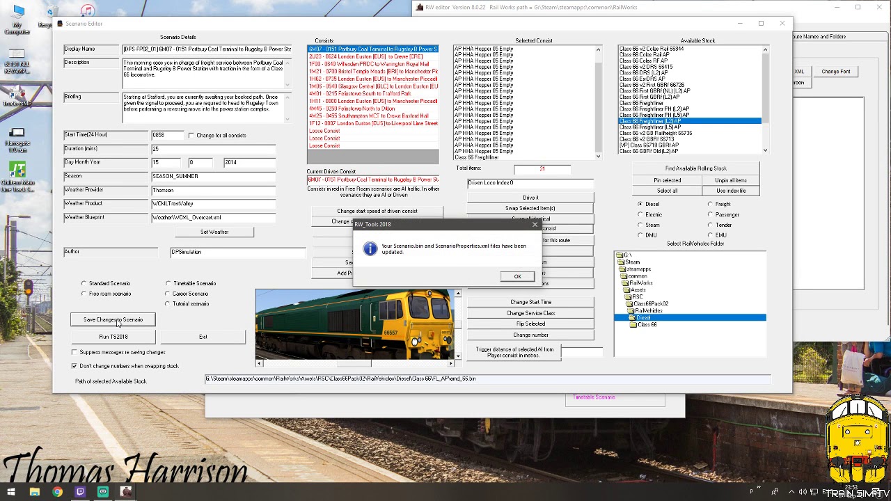 Train Simulator 2019Tutorial:  RWtools Scenario Stock Swapping