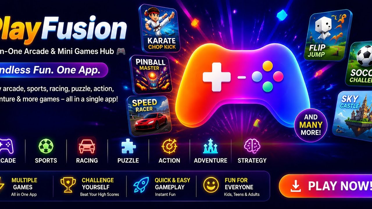 🎮 PlayFusion &ndash; All-in-One Arcade & Mini Games Hub | Endless Fun in One App 🚀