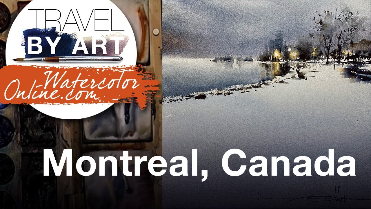 #266 Travel By Art, Ep. 119: St. Lawrence River, Montreal, Canada (Watercolor Landscape Demo)