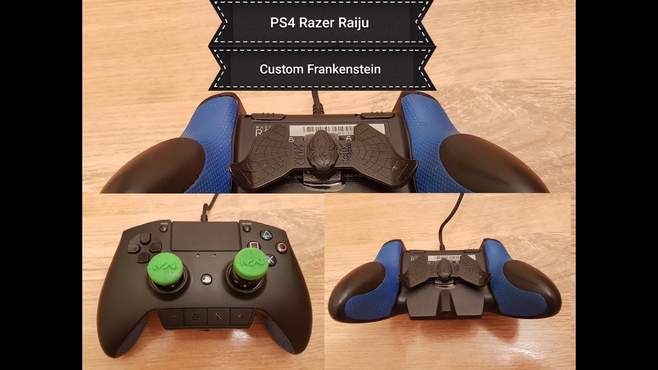 PS4 Razer Raiju Custom Frankenstein Controller Spider Reflex Pad from Burn Controller + Kontrolfreek
