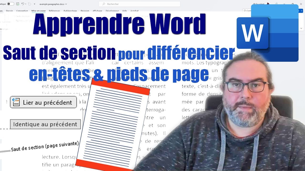 Saut de Section pour différencier En-têtes et Pieds de page