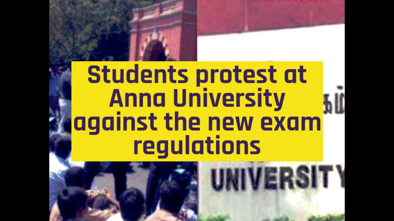 Students protest at Anna University against the new exam regulations