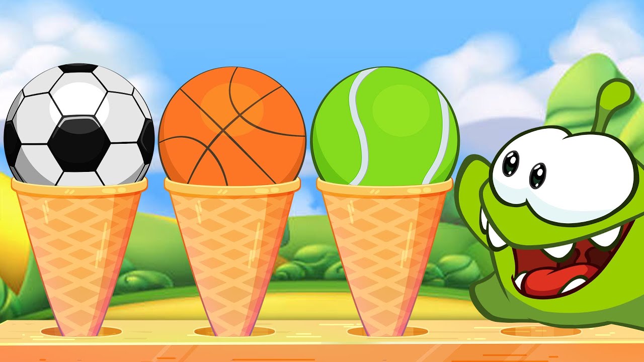 Aprenda jogos de esportes | Sorvete delicioso🍦Bola ⚽️🏀 #cuttherope #omnom