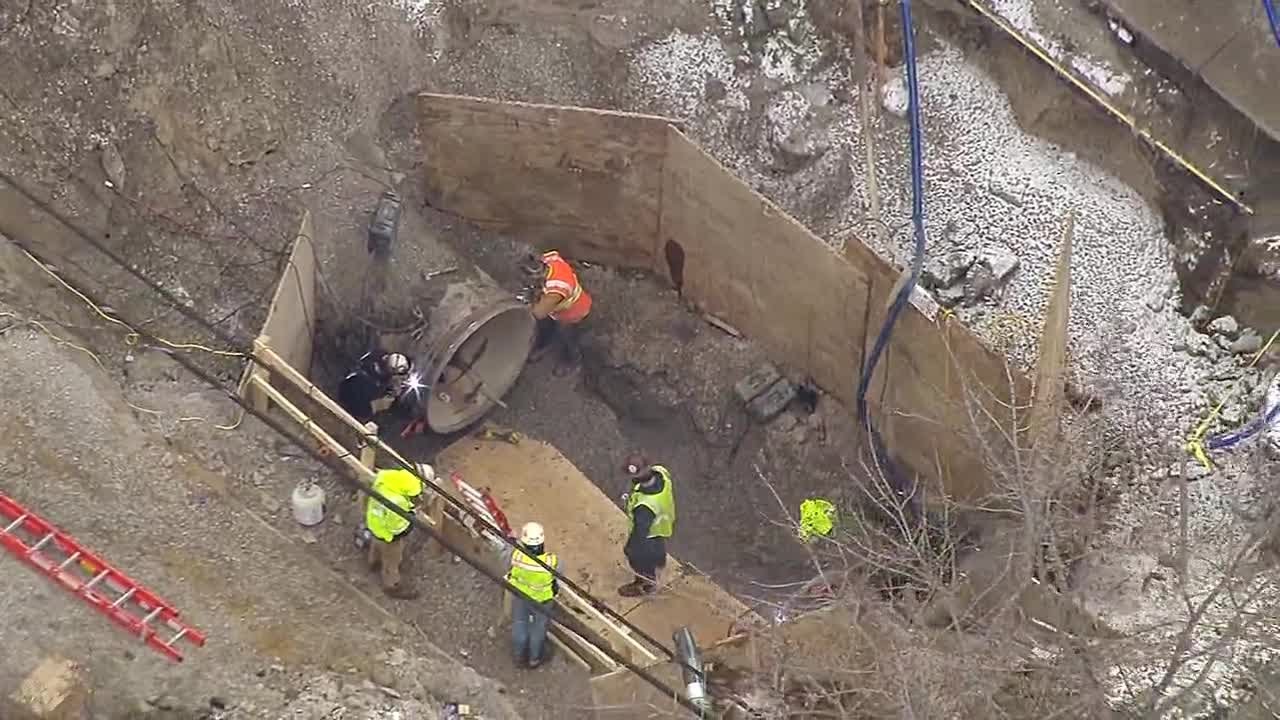 Repairs continue on massive water main break in SW Detroit