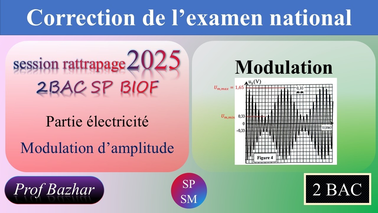 Modulation d'amplitude : examen national session rattrapage 2025 électricité partie 2 2BAC SP BIOF