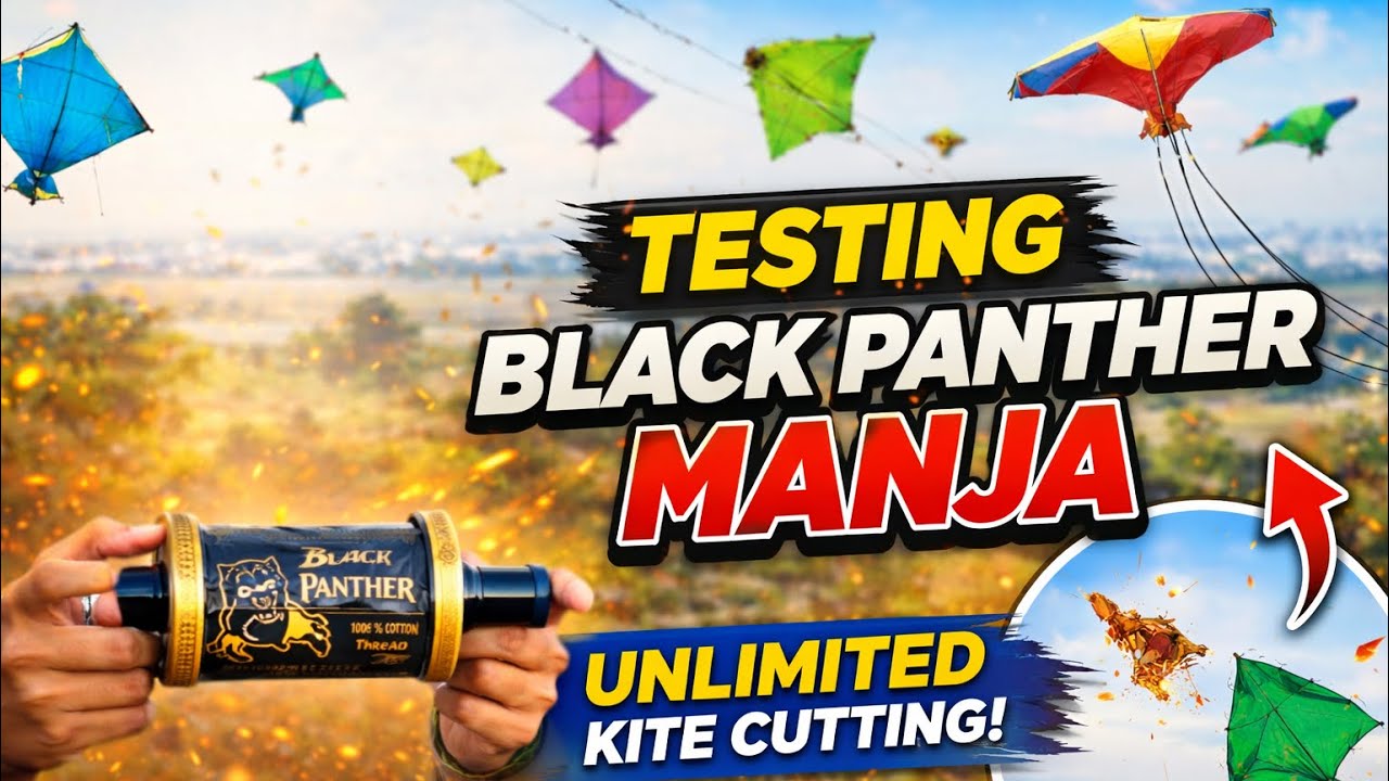 TESTING BLACK PANTHER MANJA 😍🪁 | Unlimited Kite Cutting | Kite Fight 2026 #kite 