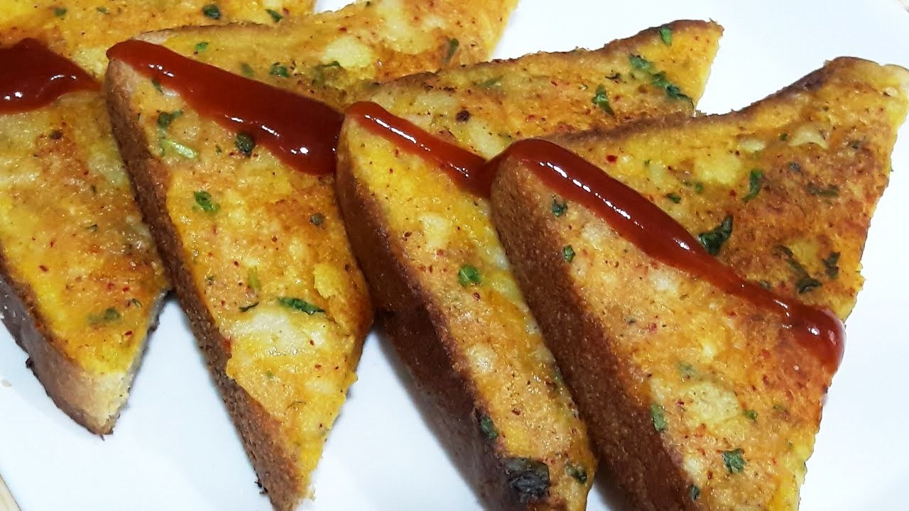 Crispy Bread potato toast - Open bread toast | aloo toast recipe