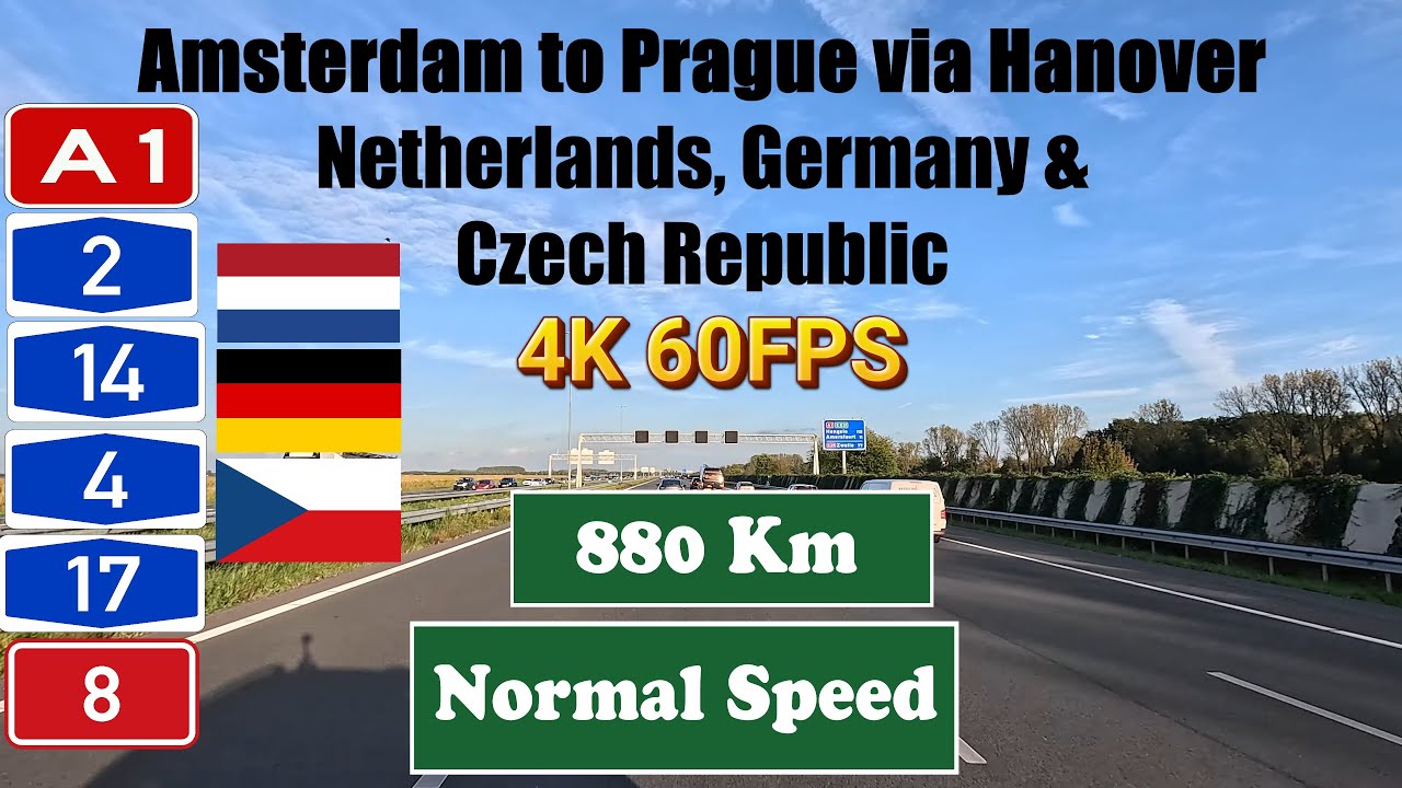 4K Amsterdam to Prague via Hanover. Netherlands, Germany & Czech Republic