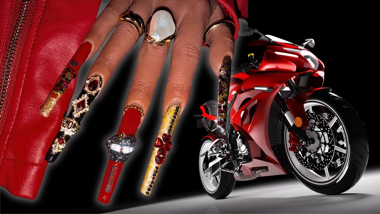 Biker Babe Valentine Nails - Watch Me Work
