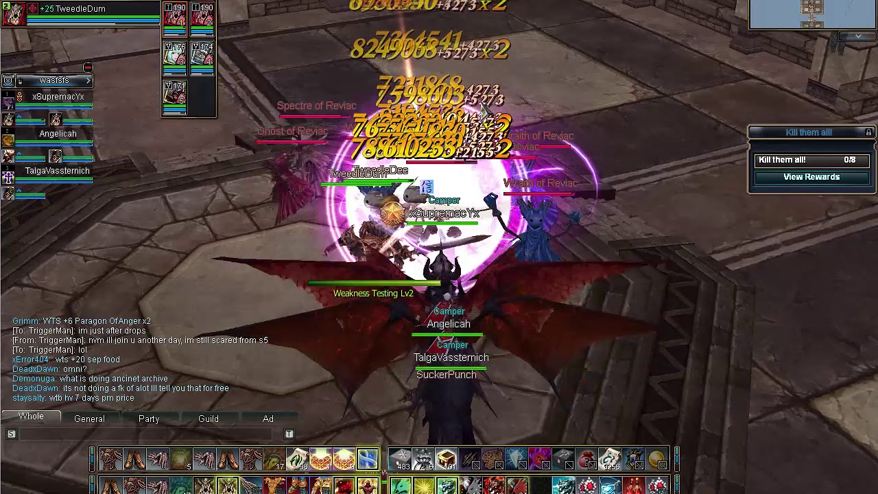 Rappelz 9.6 overlord s6 damage test 2x lv 190 dgs