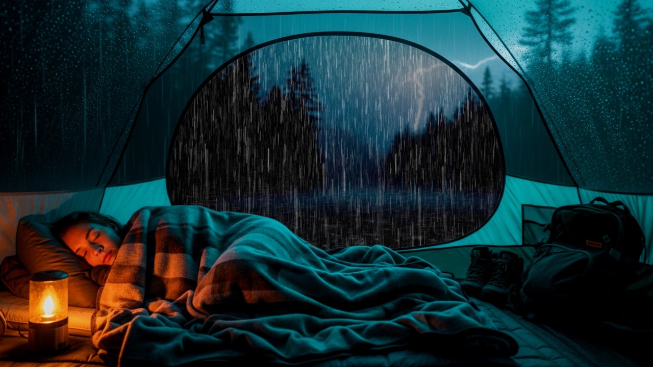 Heavy Rain Outside Tent 🌧️ | Gentle Rain Ambience All Night