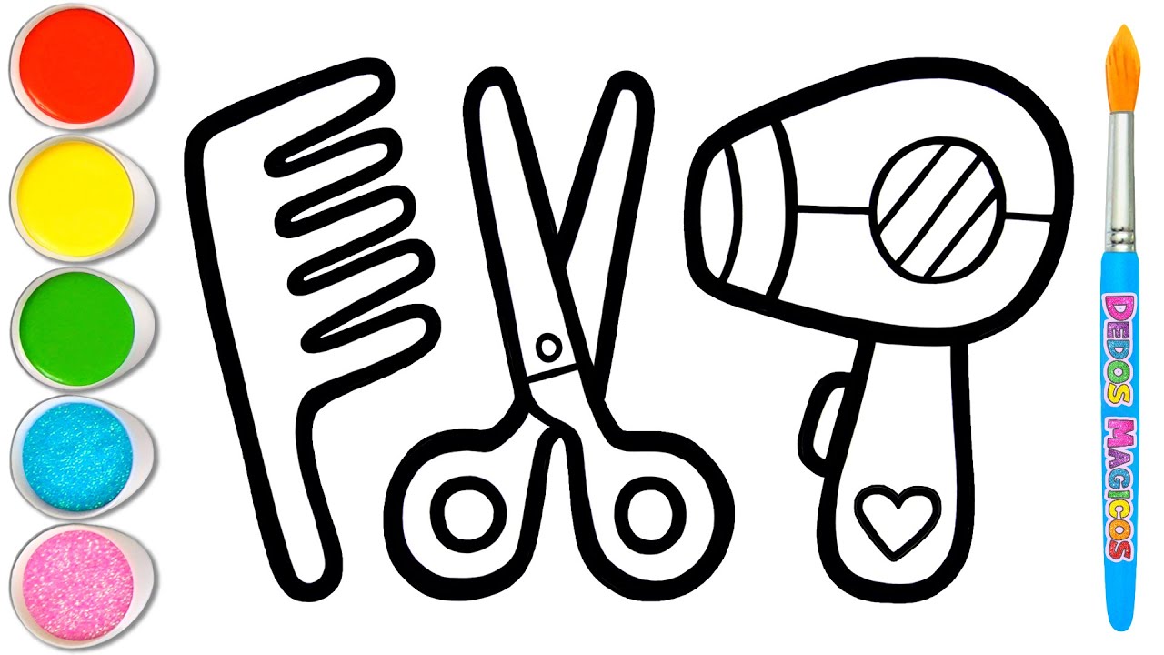Dibujo Fácil de un Colorido Juego de Herramientas para el Cabello ✂️🎀 Herramientas Coloridas #129