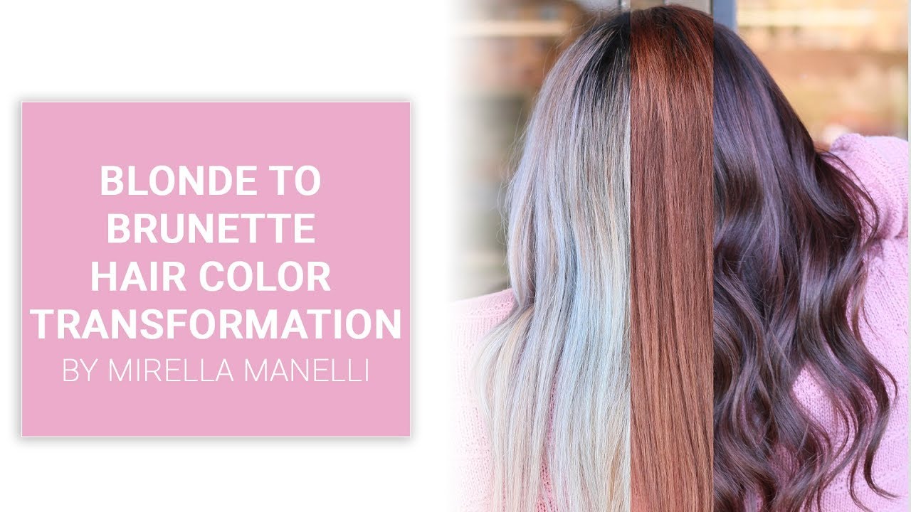 Blonde to brunette hair color transformation by Mirella Manelli | Kenra Color