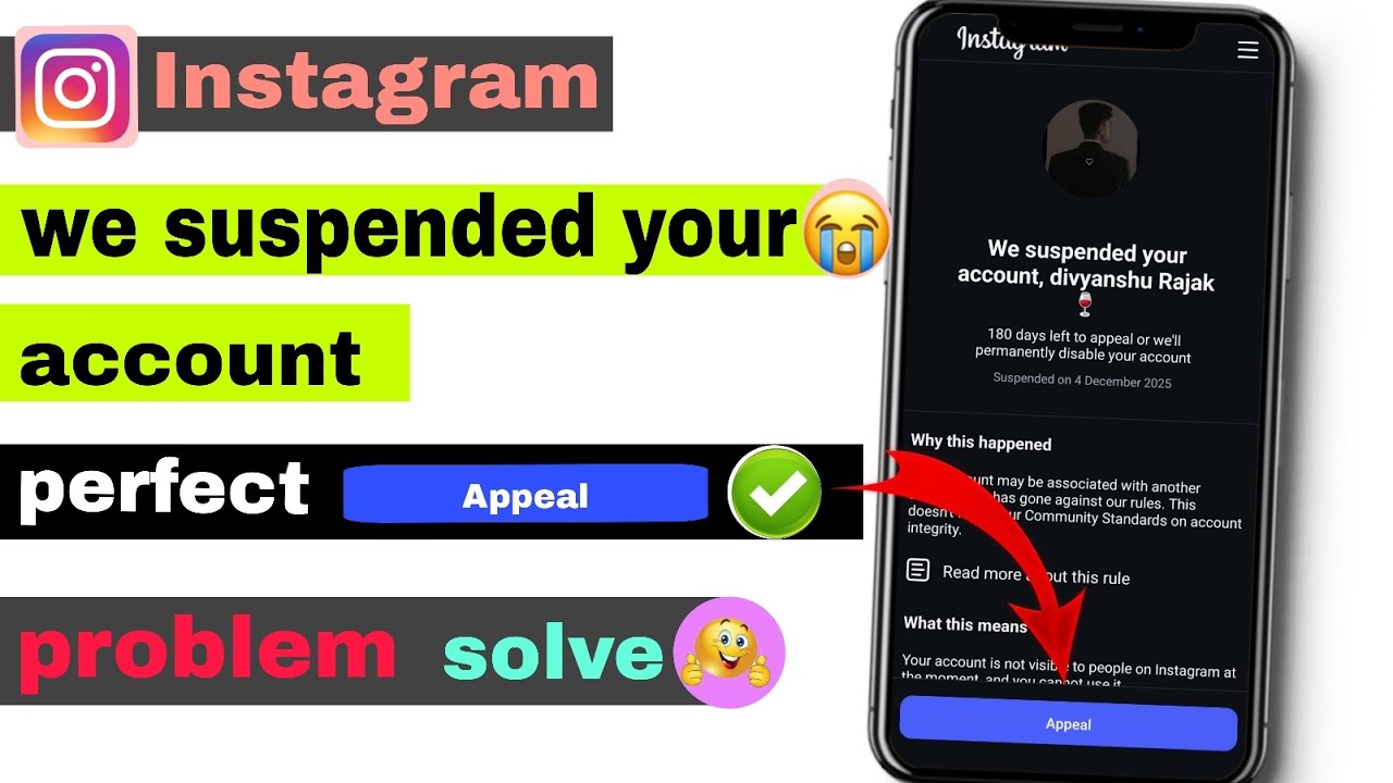 We suspended your account | 180 days left to appeal || suspended ID ko wapas kaise laye  | instagram