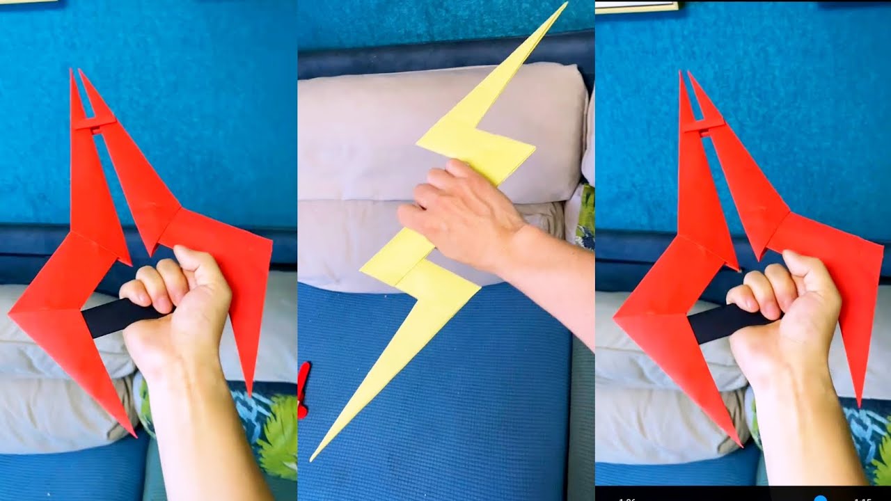 Làm vũ khí giấy cầm tay , nanh sấm sét (Making paper weapons, lightning)
