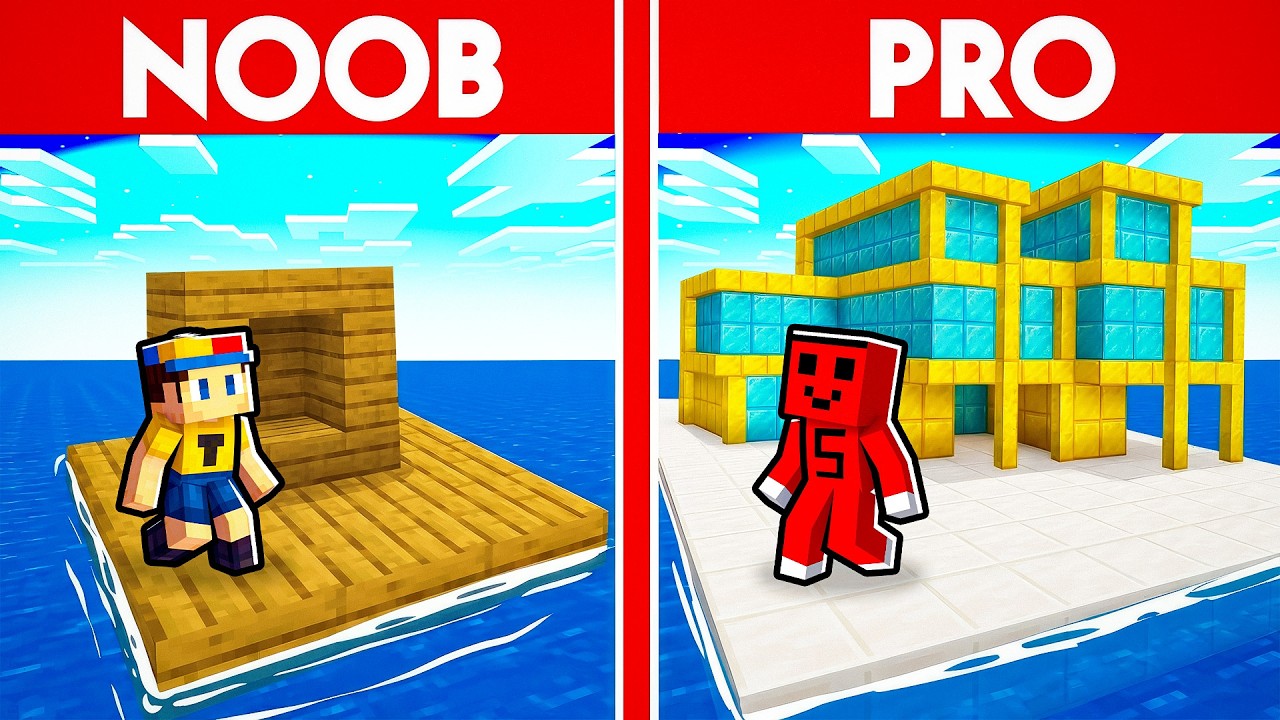 NOOB vs PRO G&Uuml;VENLİ DENİZ VİLLASI YAPI KAPIŞMASI !! - Minecraft