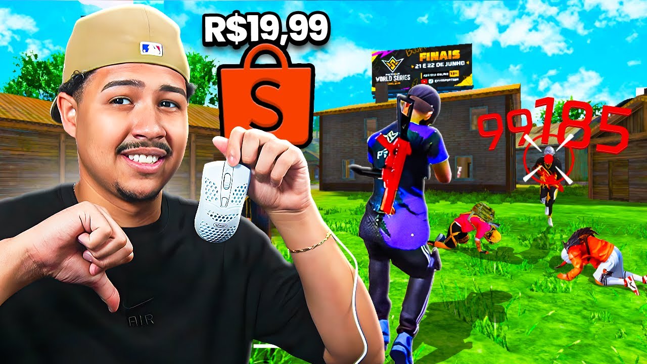 JOGUEI FREE FIRE COM O MOUSE MAIS BARATO DA SHOPEE! VALE A PENA?