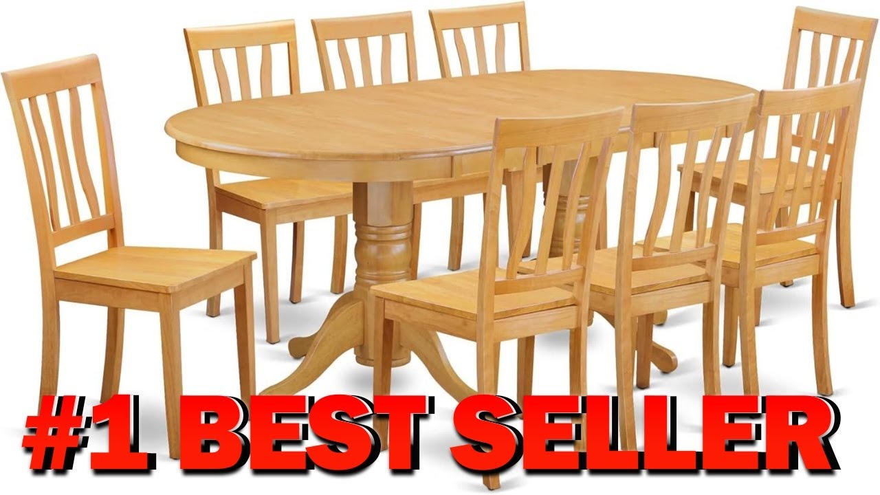 East West Furniture VAAN9 OAK W 9 Piece Modern Dining Table Set Includes an - B01GTSWVB2