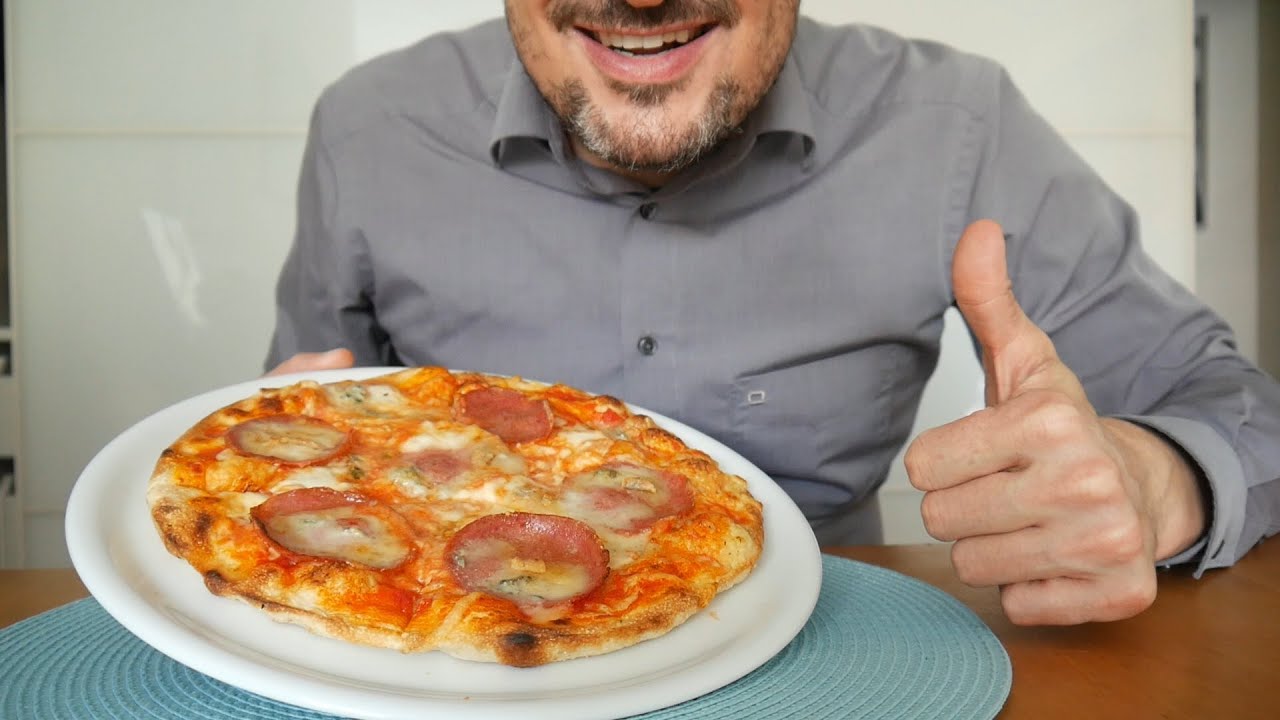 ASMR Eating Sounds – Pizza Quattro Formaggi with Salami