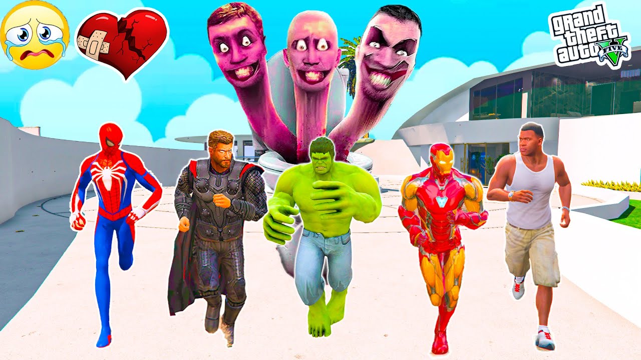 Franklin and Avengers Fight With Skibidi Toilet Monster in GTA5 | GTAV Avengers