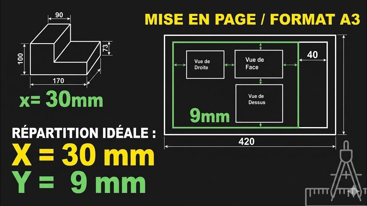 Mise en page sur Format A3 , mise en page en dessin technique, dessin industriel, indiamaroo movies