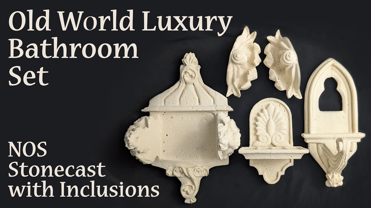 Vintage New Old World Luxury Stonecast Bath Set with Inclusions, NOS