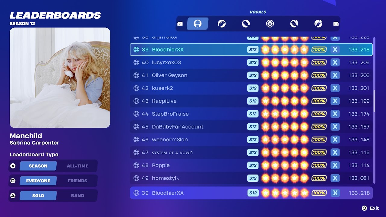 Fortnite Festival S12 - Manchild Flawless Vocals Expert Mode