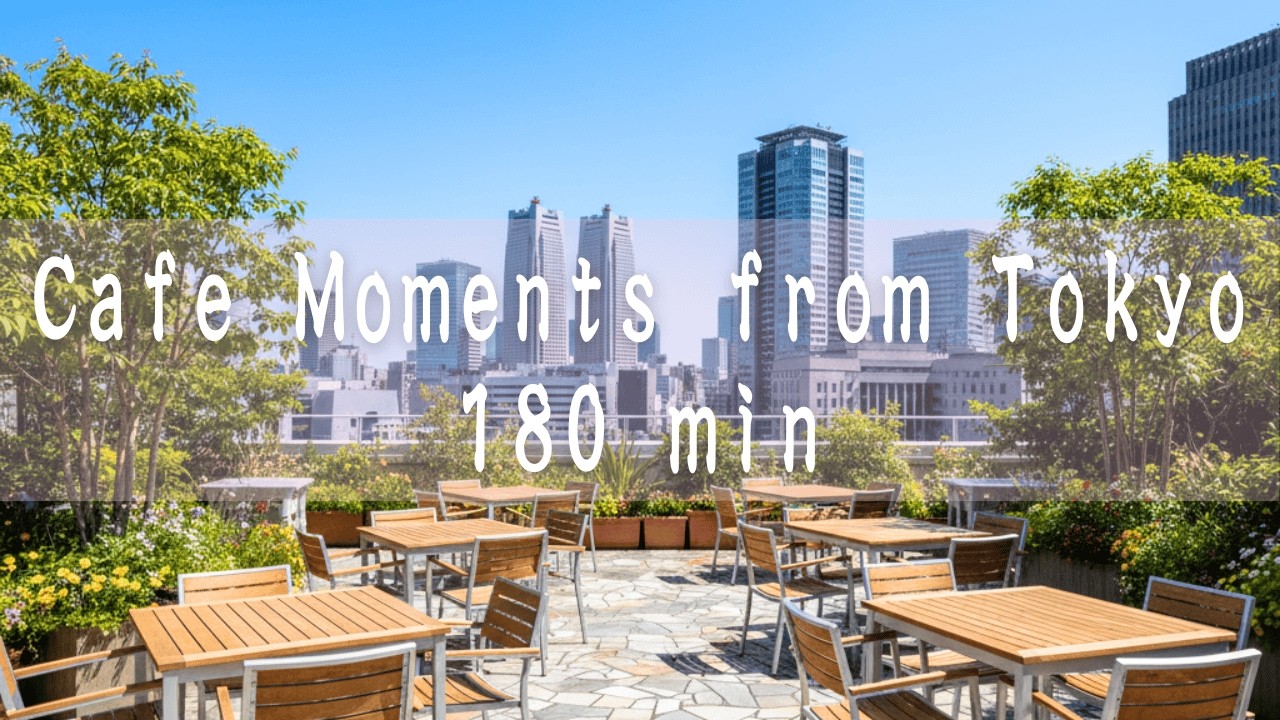 Tokyo Office View Rooftop Café BGM | 180min Relaxing Piano & Japanese Instruments