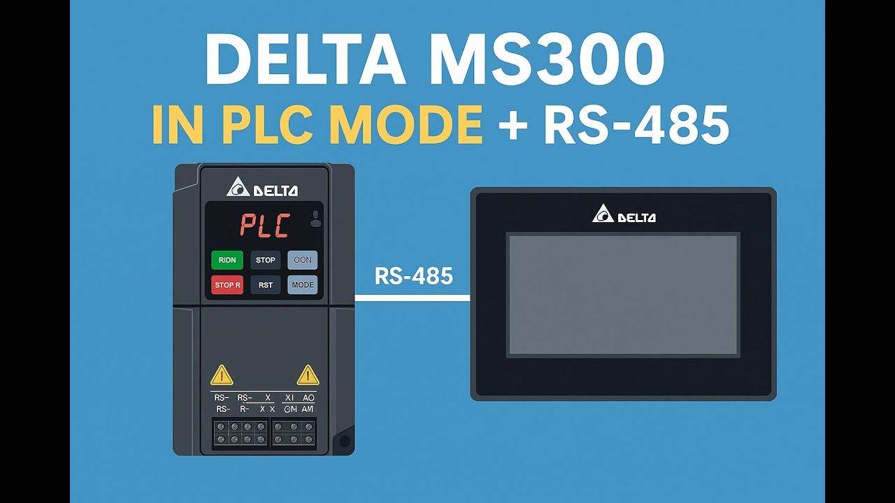 Delta MS300 PLC Mode + RS485 HMI DOP107EV Communication with PLC application | Full Tutorial