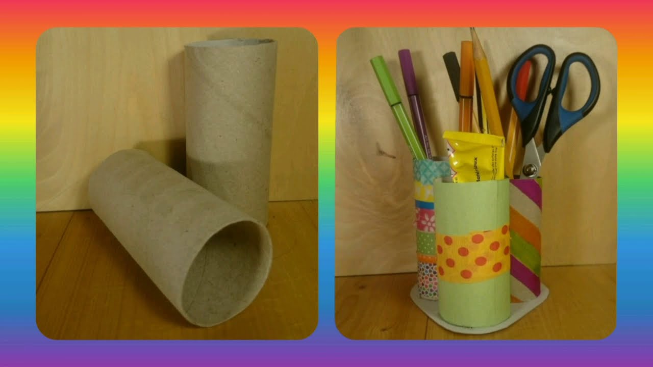 UpcyclingStiftebox aus Toilettenpapierrollen