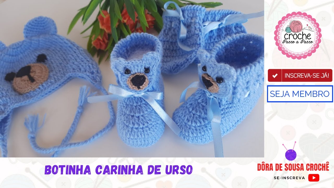Botinha Carinha de Urso RN em crochê
