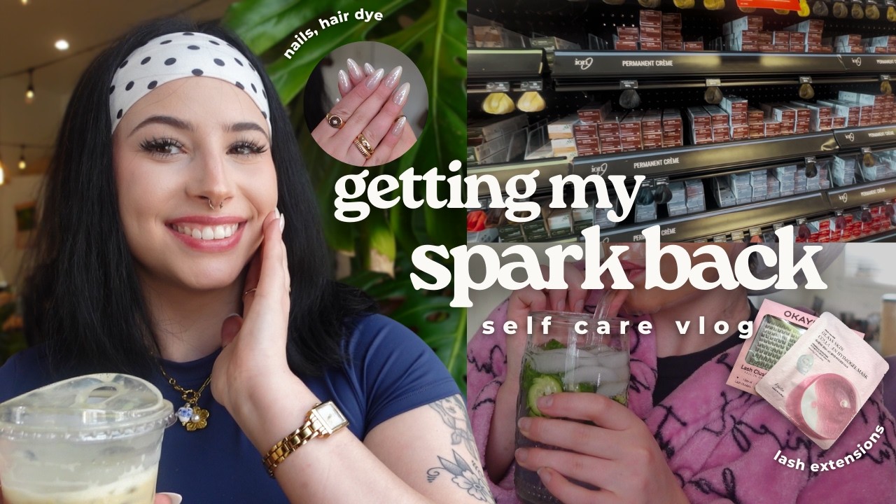 a girly self-maintenance day to bring my spark back | dying hair, lash extensions, new nails