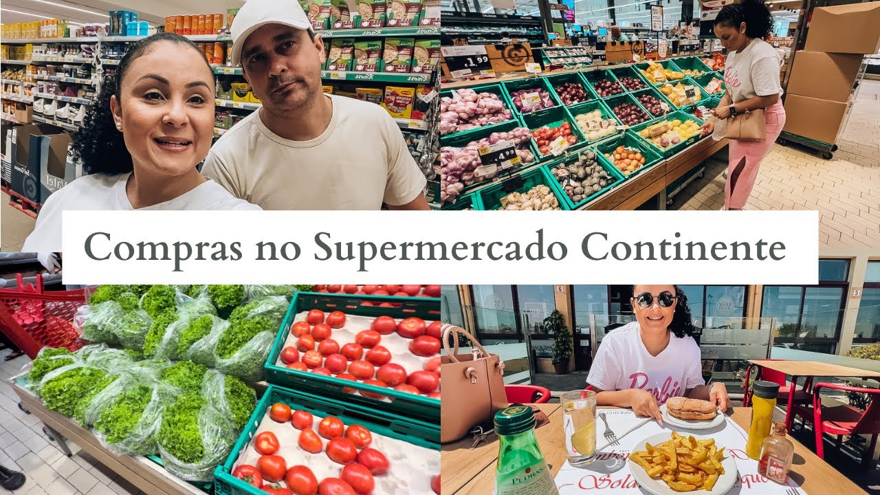 Compras no supermercado continente em Portugal 🇵🇹 | Nosso almoço foi um lanche delicioso, amei 😱