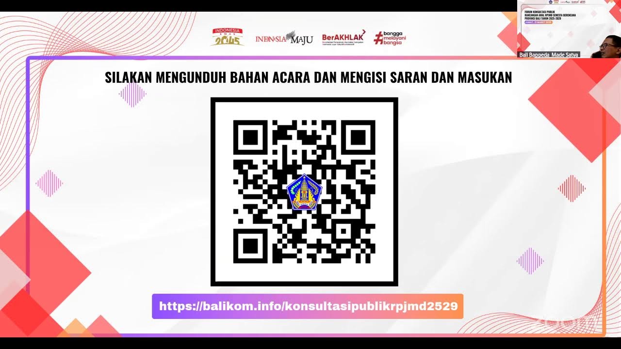 Forum Konsultasi Publik Rancangan Awal RPJMD SB Provinsi Bali Tahun 2025-2029