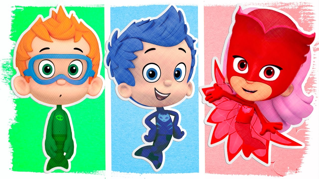 PJ Masks as Bubble Guppies | Fun Coloring Videos For Children