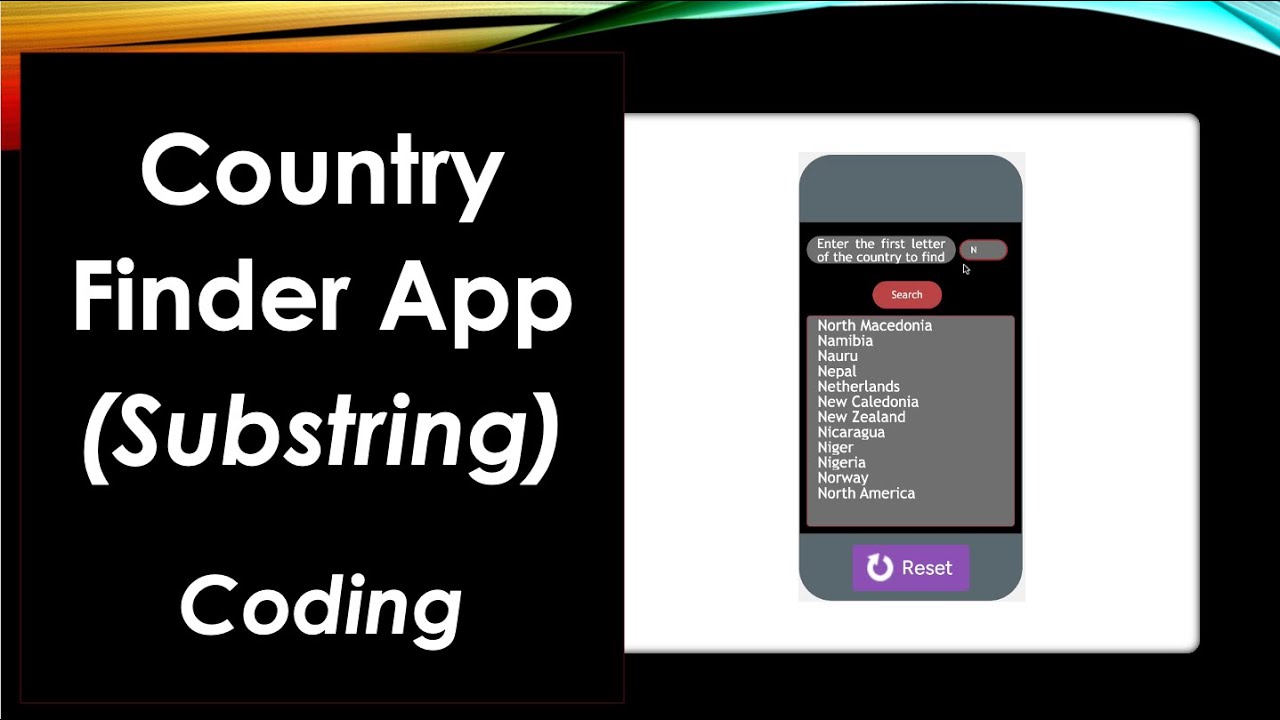 Substring  - Country Finder App