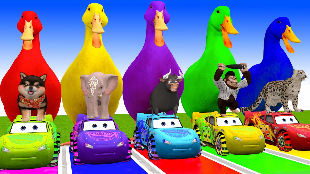 Long Slide Game with Cow Elephant Gorilla Hippopotamus Tiger 3d Animal Game Funny 3d Animals