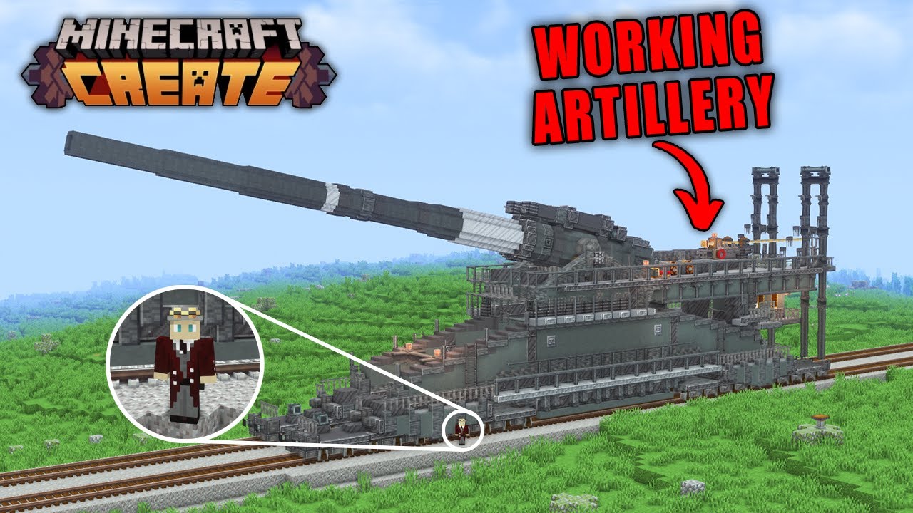 Я построил САМУЮ БОЛЬШУЮ железнодорожную артиллерию в Create Mod