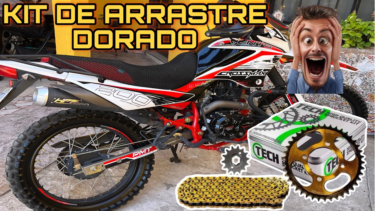 Cambio de KIT DE ARRASTRE DORADO en la moto VENTO CROSSMAX 200