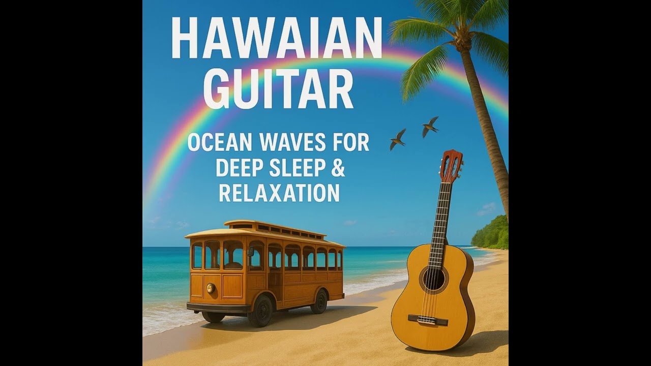😴 Fall Asleep & Stay Asleep 🌴 Hawaiian Guitar with Ocean Waves | 10 Hours