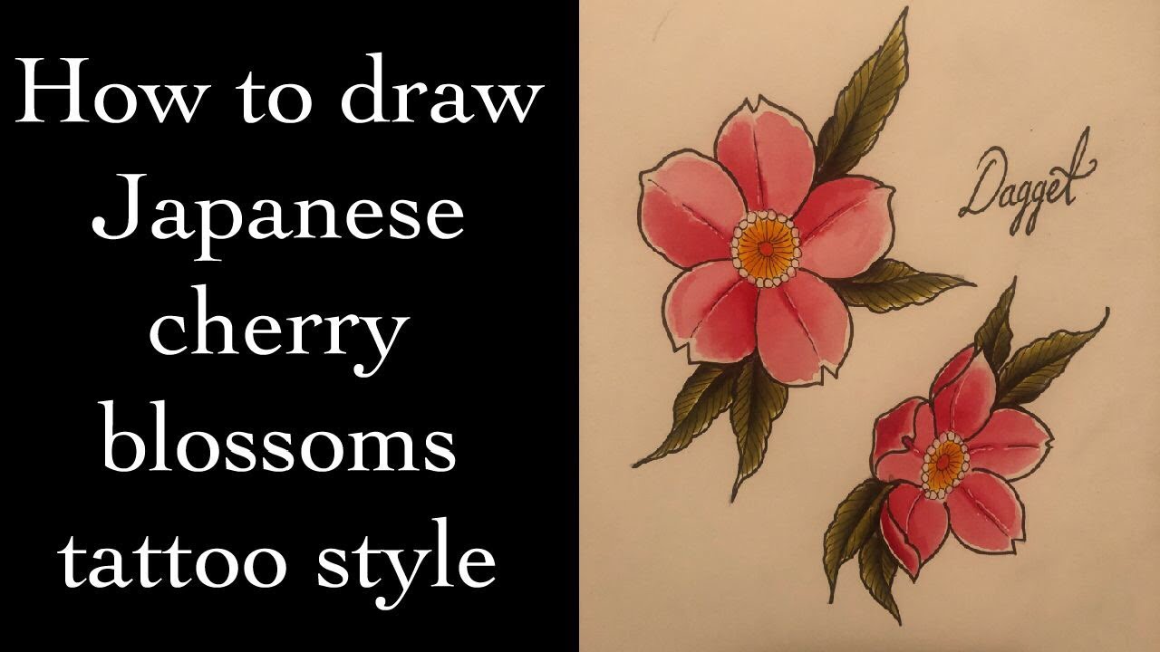 How to draw Cherry blossoms (Tattoo style)